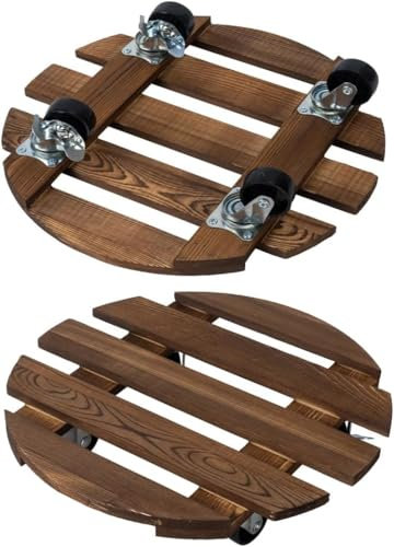 Stormshopping 2 Pack Plant Caddy 30cm/12’’Wood Duty Rolling Plant Stand with 2 360° Lockable Caster Wheels,Indoor Outdoor on Roller Patio/Flower Pot/Succulent Pots