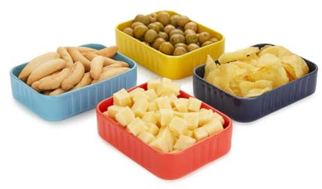 Balvi Set de 4 Cuencos para Aperitivo Conserverie Diseño Retro de conservas de Pescado y marisco Cerá