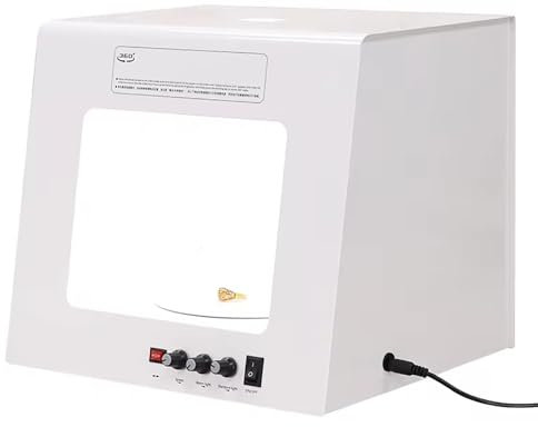 Caja de luz for estudio fotográfico, giratoria 360°,profesional, for fotografía de joyas,con 4 luces de relleno (CRI>92), temperatura de color 3000-5500K,for fotografía de joyas,relojes y cosméticos.