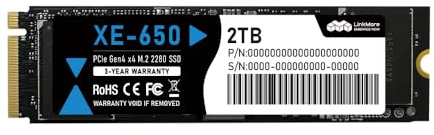 LinkMore XE-650 2TB NVMe PCIe 4.0 Internal SSD, Up to 7200MB/s Read, M.2 2280 Storage for Gaming PC, Laptop & System Upgrade
