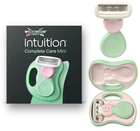 Wilkinson Sword Intuition Complete Care Mini Maquinilla de afeitar de viaje para mujer, estuche de viaje, 1 recambio de maquinilla de afeitar
