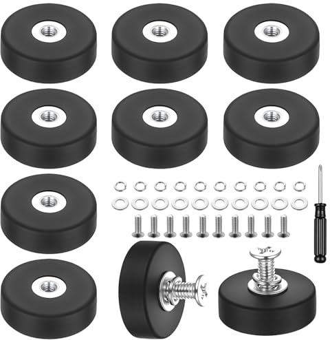 10 Piezas Imanes de Goma, Imanes Neodimio 22mm, Iman Neodimio Extra Fuertes con Rosca plana M4, Imán Antideslizante con Rosca para tiras de luces, vehículos, fuerza de sujeción de3,5 kg