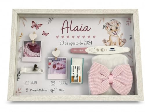 RJ All with love LÁMINAS PERSONALIZADAS Cuadro bebé personalizado, Marco recuerdos nacimiento Leoncita acuarela, Regalo recién nacido, Cuadro datos nacimiento, Decoración habitación infantil