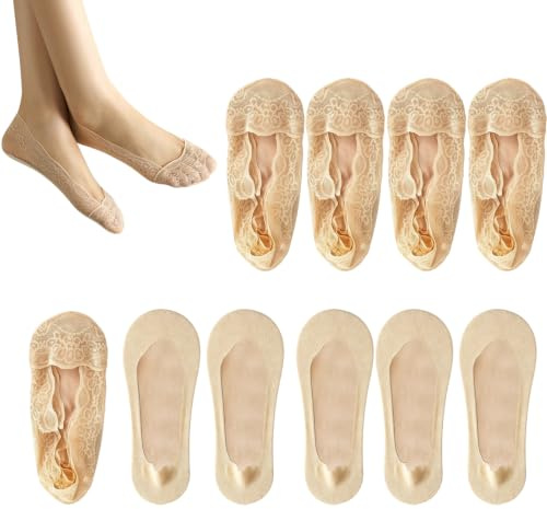 10 Pairs Invisible Sock Women Non Slip Low Cut Design for Low Profile Shoes