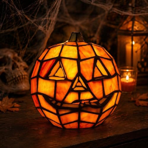 Halloween-dekorationer, halloween harts pumpa lampa varm mysig belysning | Unik form pumpa prydnad ljus utsökt hantverk för barn, lyser upp pumpadekor skrivbord och hem