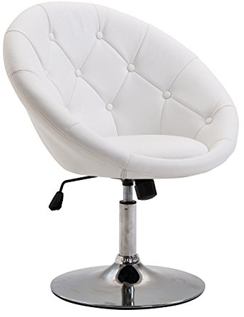 HOMCOM Arbeitshocker Drehhocker Drehstuhl Bürostuhl verchromt höhenverstellbar, Kunstleder+Stahl, Schwarz/Weiß, 71x59x78-90cm (Weiß)