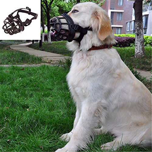 Anti-Kauen Beißen Barking, weicher Verstellbarer atmungsaktiv, Sicherheit Maske für kleine mittlere Große Hunde Mund Abdeckung (Schwarz, 4#(30-34cm))