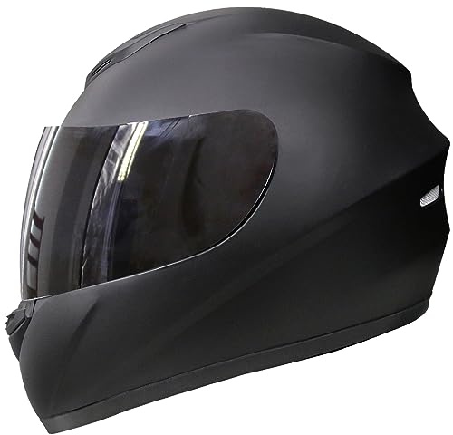 Zorax ZOR-819 Full Face Helmet + Dark Smoke Visor - Matt Black XL (61cm) | Motorbike Motorcycle Road Legal ECE 2206