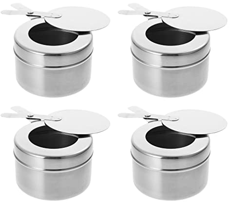 4PCS Fuel Holder with Safety Cover, Stainless Steel Chafer Fuel Cans with Handle, Multifunction Stove Food Parties Warmer Fuel Cans Box for Buffets and Catering Events