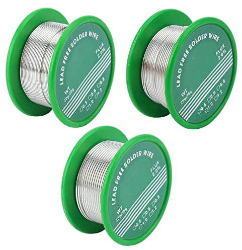 Towviy 3 Rolle Lötzinn 0,6mm/0,8 mm/1,0mm Lötdraht Elektronik, Lötzinn Draht mit Kolophonium kern Bleifrei Kolophonium kern zum Elektrolöten Reparaturen Heimwerken