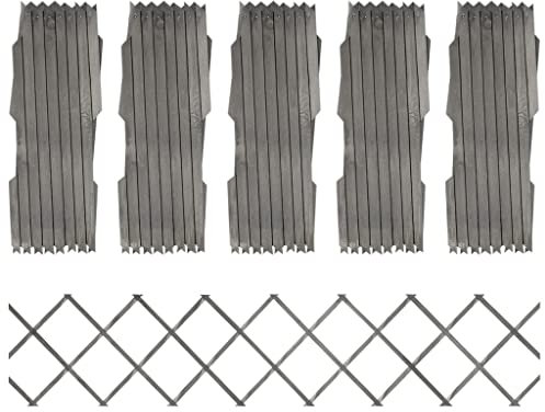 vidaXL 5x Bois de Sapin Massif Clôture à Treillis Barrières de Jardin Panneaux de Clôture Extensibles Patio Arrière-cour Extérieur Gris 180x30 cm