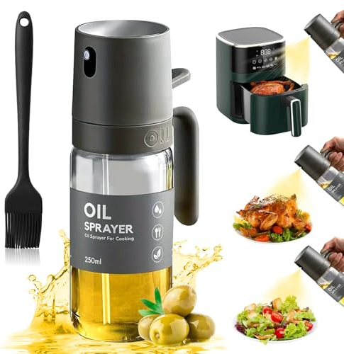 Fuwnvuwn Spruzzatore Olio, Spruzzino Olio per Friggitrice ad Aria 250ml, Olio Spray per Friggitrice Ad Aria, Nebulizzatore Olio, Spray Olio Cucina per Grigliare, Cuocere al forno, Insalata