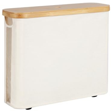 StorageWorks Cesto para Papel Higiénico con Tapa de Bambú (Capacidad 12 Rollos), Organizador de Accesorios para Baño, Cesta Papel Higienico de Baño, 44x18x37.5 cm Toilet Paper Holder, Beige