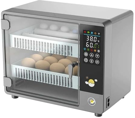 24 Huevos Incubadora Huevo Automático, Incubadora Huevo con Pantalla táctil a color, Humidificación por atomización ultrasónica, Rotación automática de huevos, Control automático de la temperatura