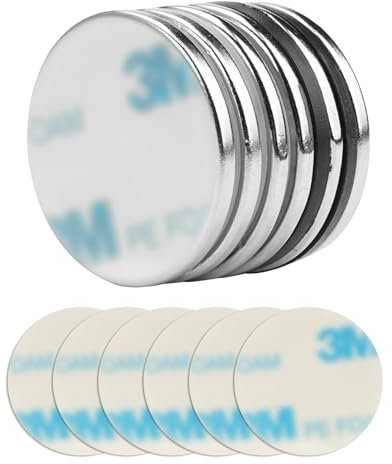 6 Pezzi Calamita Adesiva Neodimio, 30x3mm Magneti Neodimio Forti Rotonde, Magneti Neodimio Potenti, Magneti Autoadesivi, Portante 8kg Calamite Potenti Piccole con 6 Adesivi, per Casa, Scuola, Ufficio