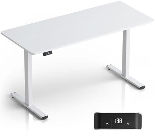 ONKRON Escritorio Elevable con Motor y Encimera - Mesa Ajustable Altura en Color Negro 140 cm de Ancho y 60 cm de Profundidad - Estructura Elevable Carga de hasta 60 kg/Mesa Electrica WDT221E-B