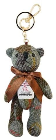 TAILORMAP Harris Tweed Bear portachiavi, elegante ciondolo per borsa, regalo unico per donne, grazioso ciondolo per chiavi e viaggi, Rio delle Amazzoni, 5.3 inches, Tradizionale con elementi moderni