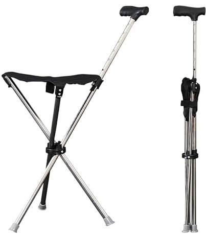 Bastone da Passeggio con Sedile 150 kg Capacità,Multifunzionale Con Sedile Altezza Regolabile 80-90cm,Pieghevole Cane da Passeggio Stampelle Sgabello per Anziani,Adulti e Persone Convalescenti