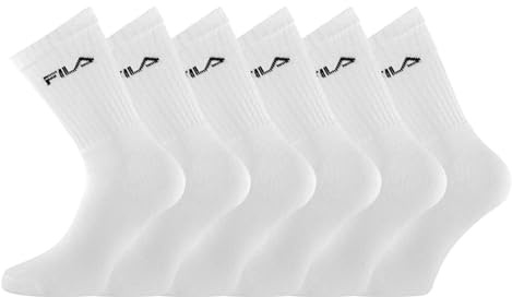 FILA Calzini da uomo in cotone rigenerato, set di 6 calzini alti da uomo, Tennis, bianco, 43-46