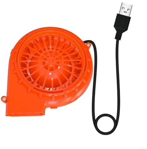 Momfin 5 V 1 A centrifugalfläkt för kolgrill, USB-driven tändfläkt med kontroll, ABS-hölje för utomhusgrillspis matlagning, orange (A)