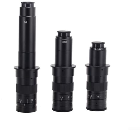 CS-Mount mikroskopzoomobjektiv 0,7–4,5 x för industrikamera, legering monokulärt objektiv med manuell fokusering för PCB-inspektion och juvelerare, arbetsavstånd 100–150 mm, svart (180 X)