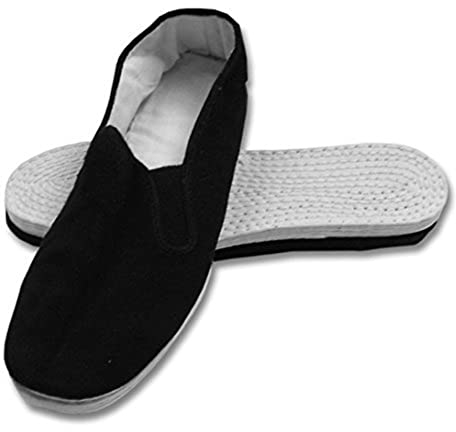 Men's Martial Art Kung Fu Tai Chi Cotton Sole Canvas Shoes, Black, 10 Narrow