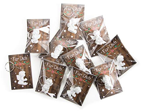Logbuch-Verlag 20 kleine Geschenke zu Weihnachten Engel Schlüsselanhänger Werbegeschenk Mitarbeiter mit Karte