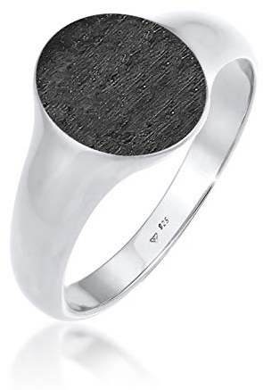 Kuzzoi - Anello da uomo ovale, opaco, brunito, larghezza 12 mm, in argento Sterling 925, lucido, anello per uomo di taglia 62, colore: Nero e Argento, 24, colore: argento