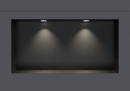 Bernstein Nicchia da parete in acciaio inox NT306010X senza bordo con faretti LED - 30 x 60 x 10 cm (A x L x P) - colore selezionabile, Colore:nero, LED-Spot:2x Spot Einbaurahmen Chrom