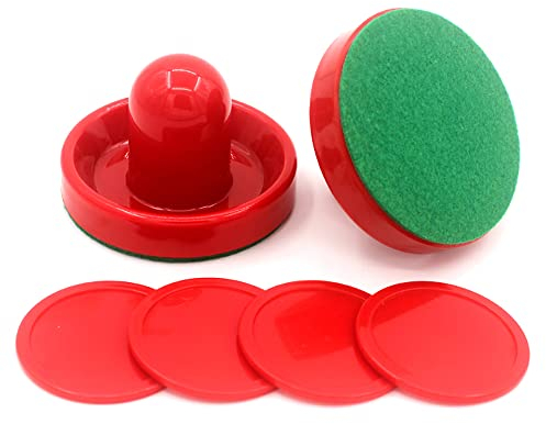 VOANZO Tischhockey-Set, 96 mm, 4 Airhockey-Schieber mit 4 Flanell, 8 Pucks, Rot, 4 Stück