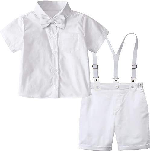 A&J DESIGN Baby Boys' Christening Clothing Toddler Baptism Outfit Formal Suit Shorts White 18-24 Months