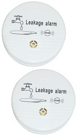 OSALADI 2 Pièces capteur de débordement Alarme Protection Contre Les fuites Eau de la Salle de Bain Détecteur d'inondation capteur d'eau capteur d'inondation Ménage Blanche