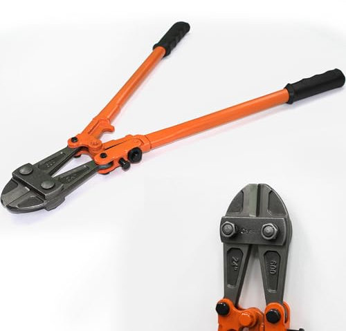 Crystals 18/24/36 Inch Bolt Cutter, Chain Cutter for Chains, Padlocks, Wire Fencing, Chicken Wire - Padlock Cutter, Bolt Croppers with Comfortable Rubber Grip - Orange (24 Inch)