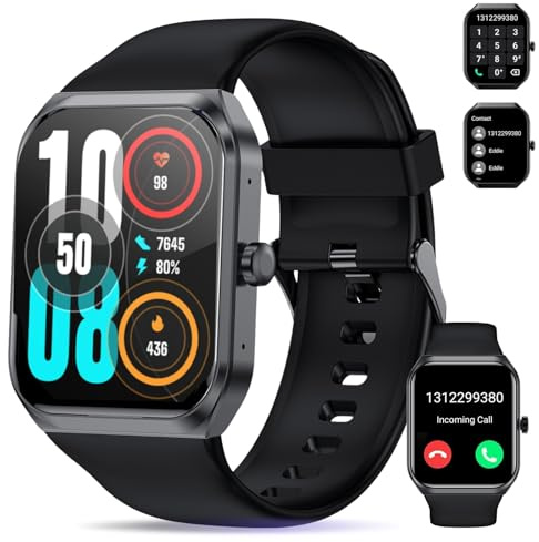 HOAIYO Smartklocka för kvinnor och män, Bluetooth-samtal, puls SpO2 sömnskärm, 200 klockskärmar, 110 sportlägen vattentät fitnessklocka (svart)