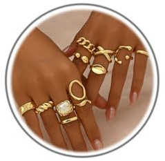 Slpytc Chunky Stackable Rings Set for Women,Vintage Knuckle Rings Dainty Hollow Carved Joint Finger Midi Rings Pack Adjustable Signet Mixed Size (B-12Pcs)