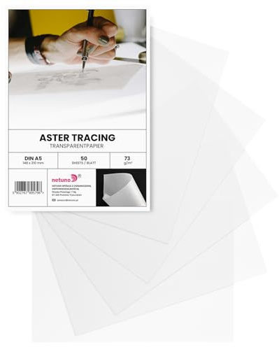 Netuno 50x carta semi-trasparente bianca A5 14,8 x 21 cm 73g Aster Tracing carta trasparente sottile stampabile disegno modellismo artisti grafica copia calligrafia traslucida per stampare