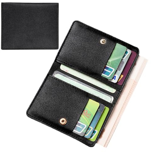 MIRKUZI Fundas para tarjetas de crédito para hombre 1 tarjetero para 8 tarjetas, tarjetero ultrafino tipo billetera, tarjetero unisex negro, práctico, elegante, seguro, con RFID