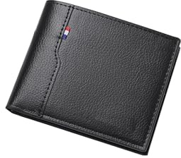 FOURCHEN Mens Classic Antitheft Wallet, Genuine Leather Billfold Leather Wallet (Black)