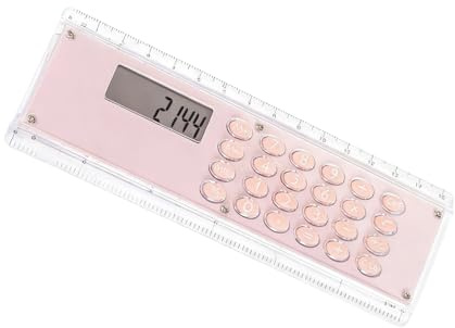 Regla de doble escala de 15 cm con calculadora de 8 dígitos, ligera, para estudio, oficina, regla de regalo esencial con medición y cálculo