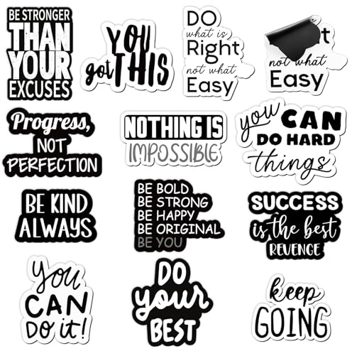 Tinlade 12 Pcs Black White Slogan Inspirational Magnets Positive Affirmation Magnets Decals Decorative Inspiring Quotes Fridge Magnetic Stickers for Locker Decor Whiteboard Office Car Accessories