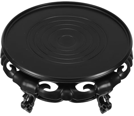 ORFOFE Supporto per Piante a Piedistallo Rotondo in Resina Effetto Legno, Porta Bonsai per Piante Grasse da Interno e Patio, Sgabello Decorativo Stabile Diametro 26 Cm