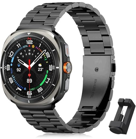 WindRen metallarmband kompatibelt med Samsung Galaxy Watch Ultra armband 47 mm (2025/2024), byte ersättning metallarmband med snabbkoppling för kvinnor och män