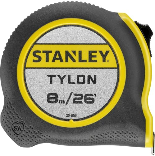 STANLEY Tape Measure 8m/25mm Wide Compact Case with Cushioned Grip Metric and Imperial System 1-30-656