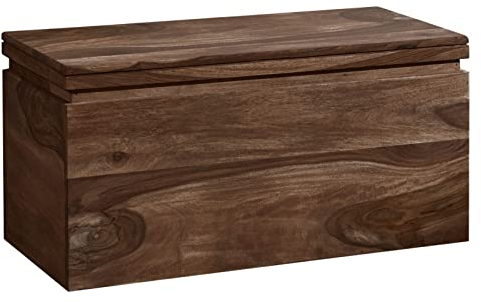 Massivmoebel24.de | Toronto Truhe aus Massivholz | Smoked Cherry - gebeizt | Sheesham | Stauraum + Sitzgelegenheit | + Deckel | 80x40x40 | Aufbewahrungsbox Holztruhe Sitztruhe