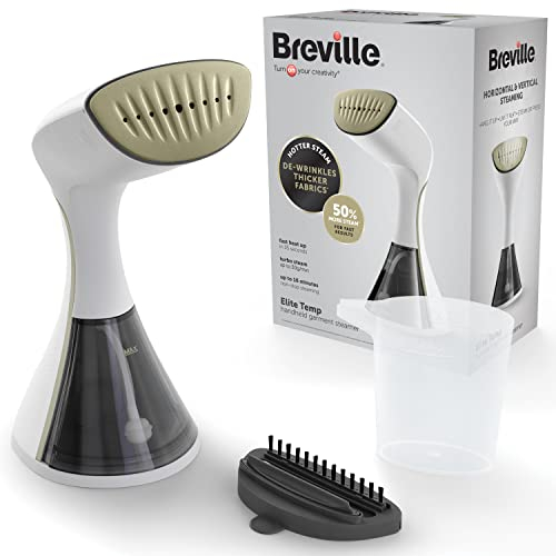 Breville EliteTEMP Handheld Garment Steamer | Horizontal & Vertical Clothes Steamer for Home & Travel | 1500W | Fast Heat Up | White & Gold