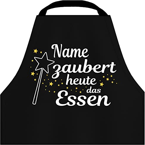 Shirtoo Kochschürze Wunschname zaubert heute das Essen - Personalisiert mit Namen - für Frauen - Lustiges Geschenk zum Geburtstag oder zu Weihnachten
