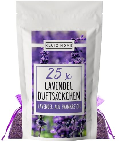 25 Lavendelsäckchen mit französichem Lavendel I Mottenschutz für Kleiderschrank I Lavendel Duftsäckchen Kleiderschrank by KLUIZ Home