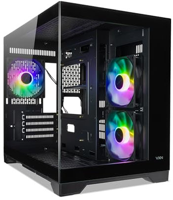 TECWARE VXN Evo mATX Infinity View Case Black w/ 3 x (2 x Reverse Bladed) ARGB Fans Daisy Chain/Motherboard connector for Sync