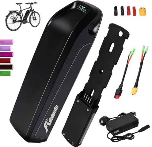 Adaluolo 36V Ebike Akku 13AH Hailong Ebike Batterie Elektrofahrrad Lithium-Ionen Fahrrad Batterien mit Ladegerät, 4 Pin Grundplatte für 350W 500W 750W Motor