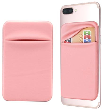 Zovator 2 Piezas Stick On Funda Cartera, Bolsillo para Teléfono Móvil Tarjetero Material Lycra para Smartphones, Tablets (Rosa)